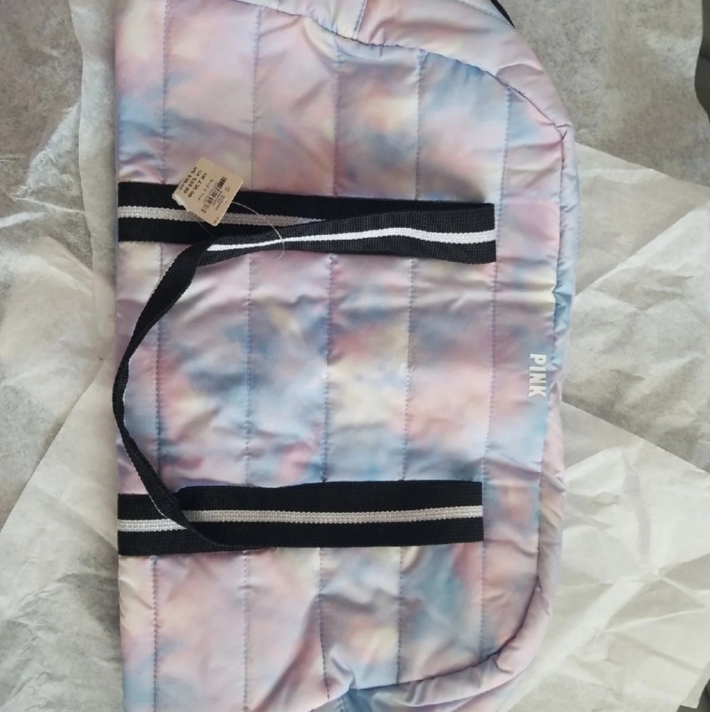PINK quilted duffel bag